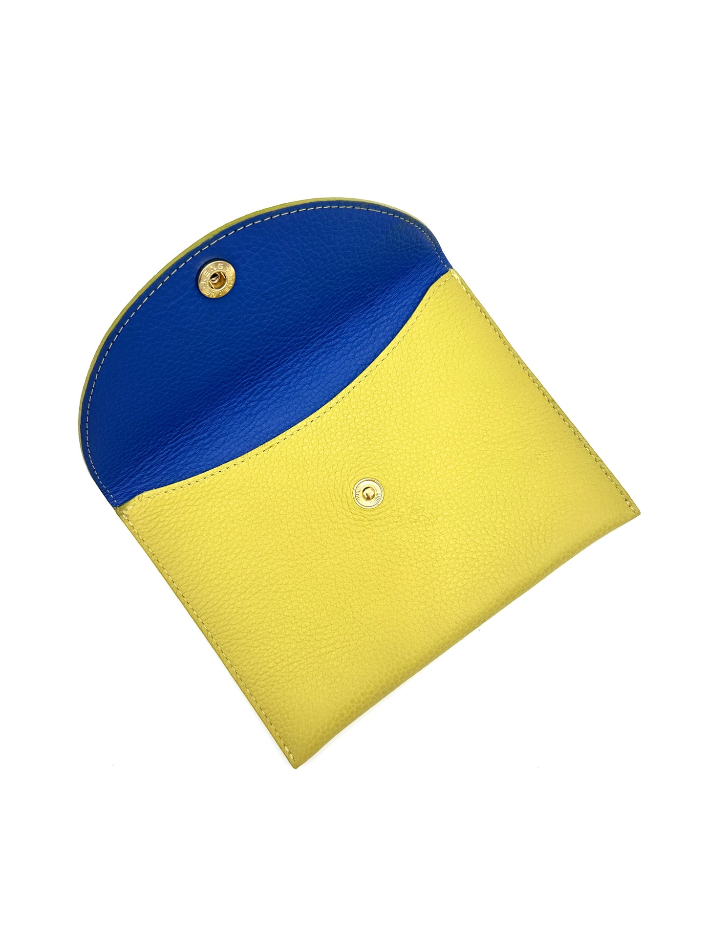 Large Leather Envelope in Verdeen with a Sapphire Lining