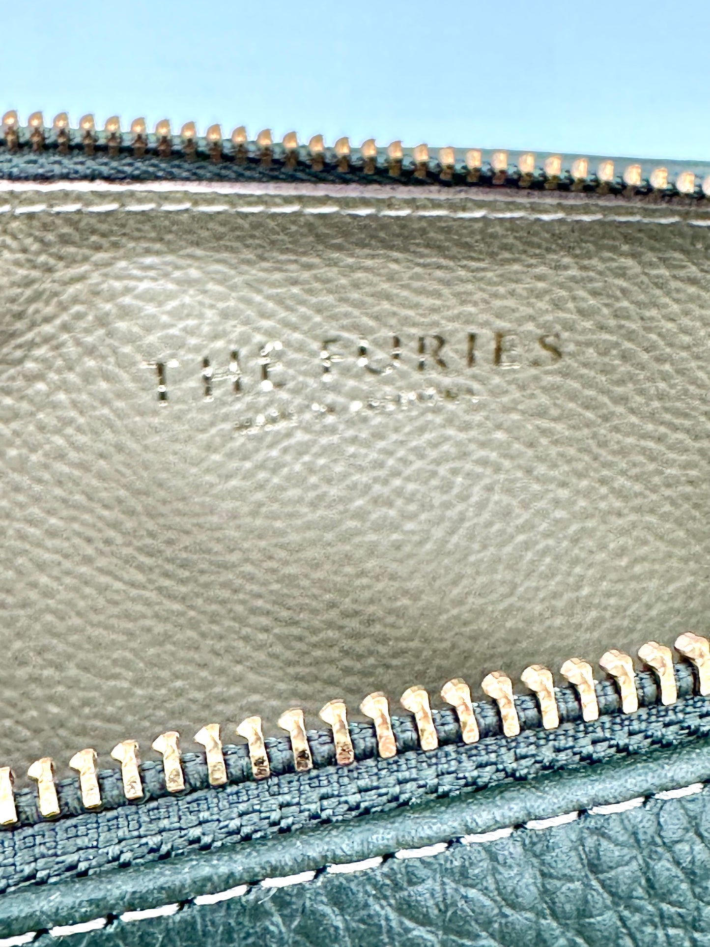Small Makeup Bag in Holly Green with a Lichen Interior