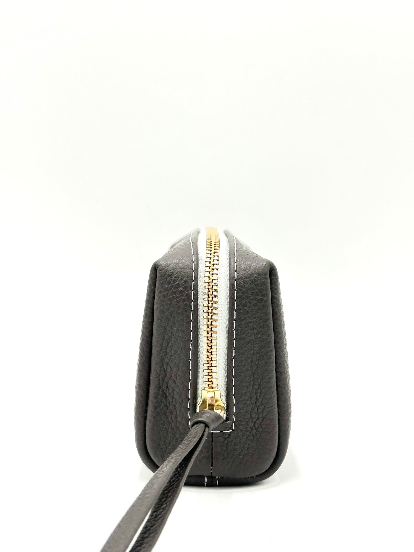 Small Makeup Bag in Anthracite with a Grey Clouds Interior