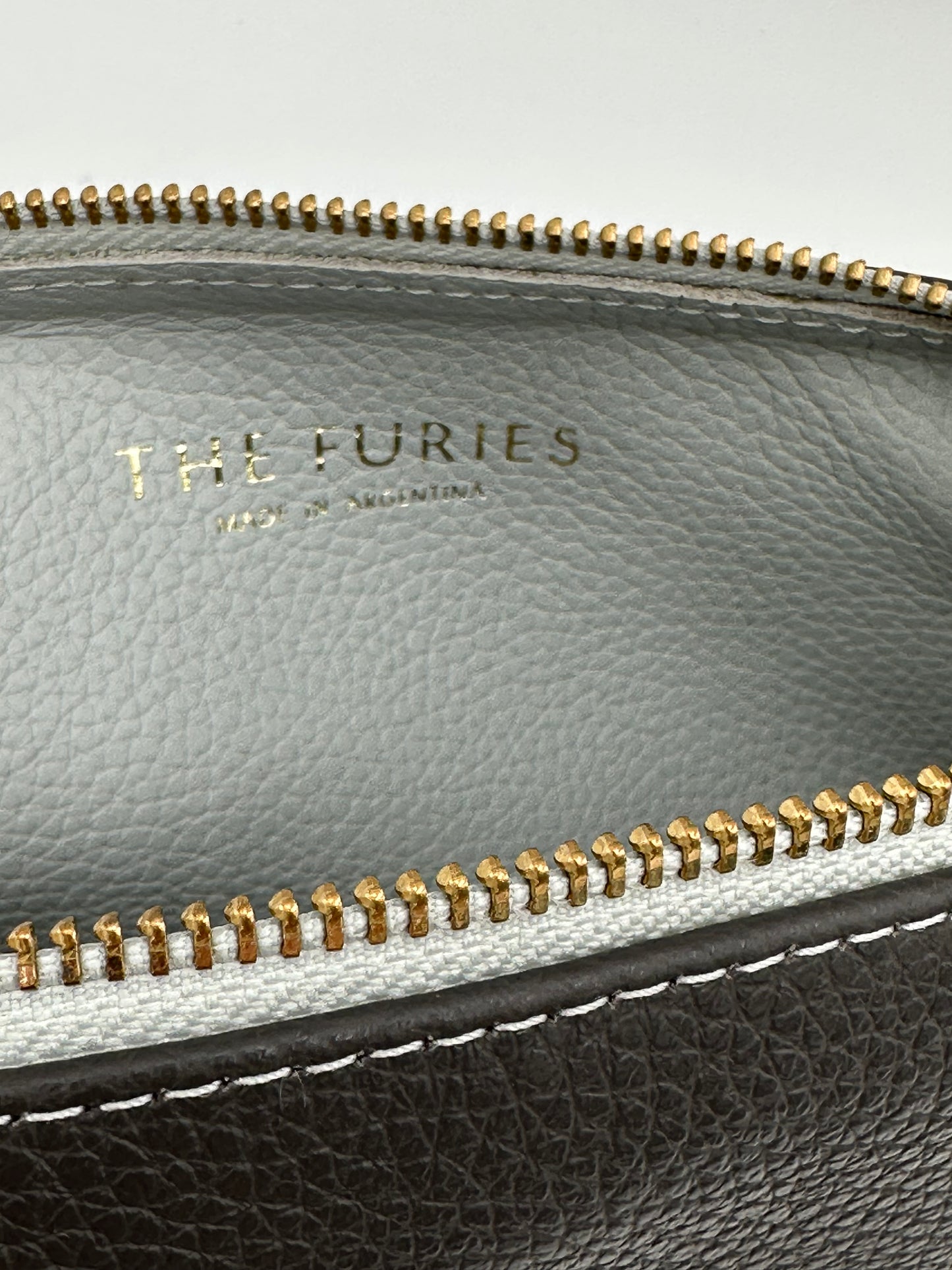 Small Makeup Bag in Anthracite with a Grey Clouds Interior