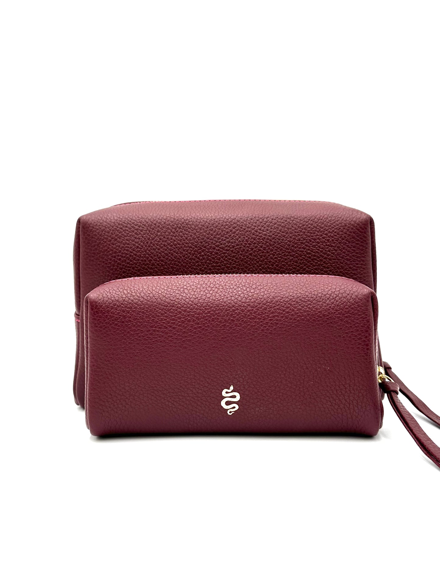 Large Accessories Bag in Claret with a Raspberry Interior