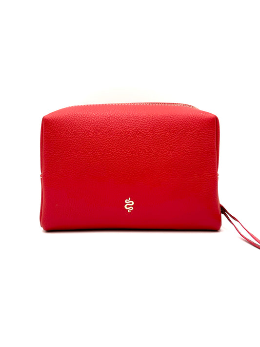 Large Accessories Bag in Lipstick Red with a Silver Interior