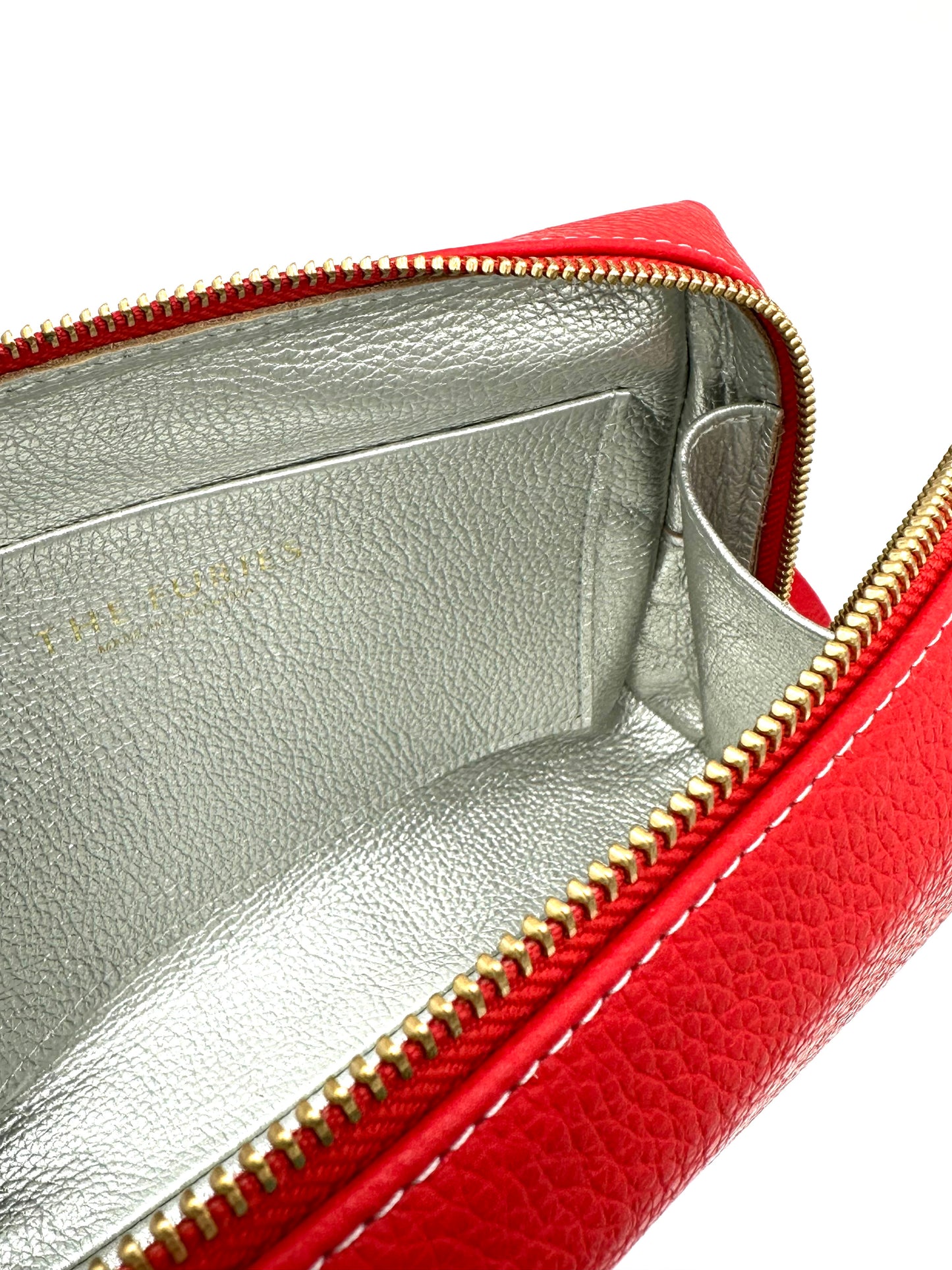 Large Accessories Bag in Lipstick Red with a Silver Interior