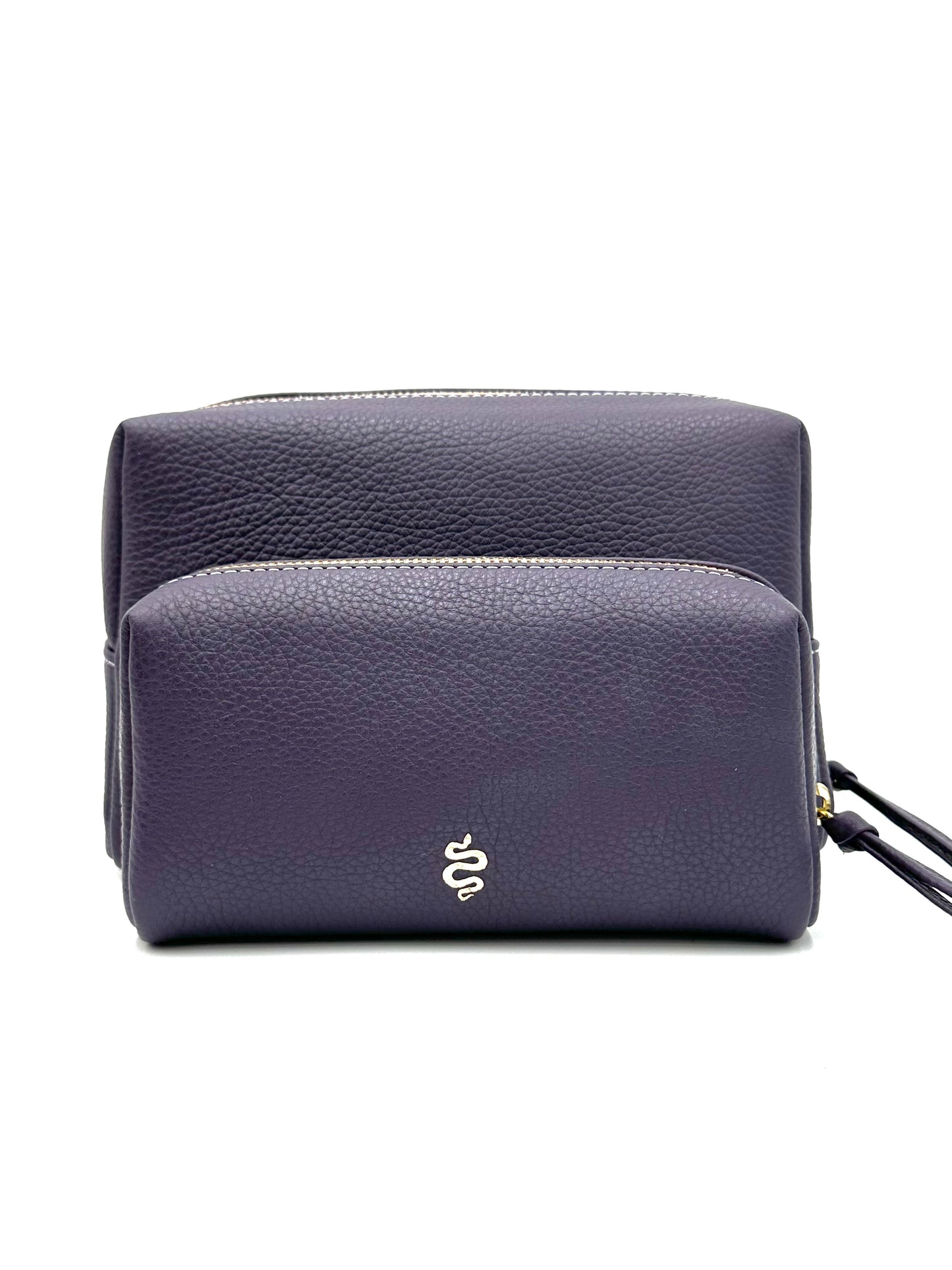 Large Accessories Bag in Eggplant with a Lilac Interior