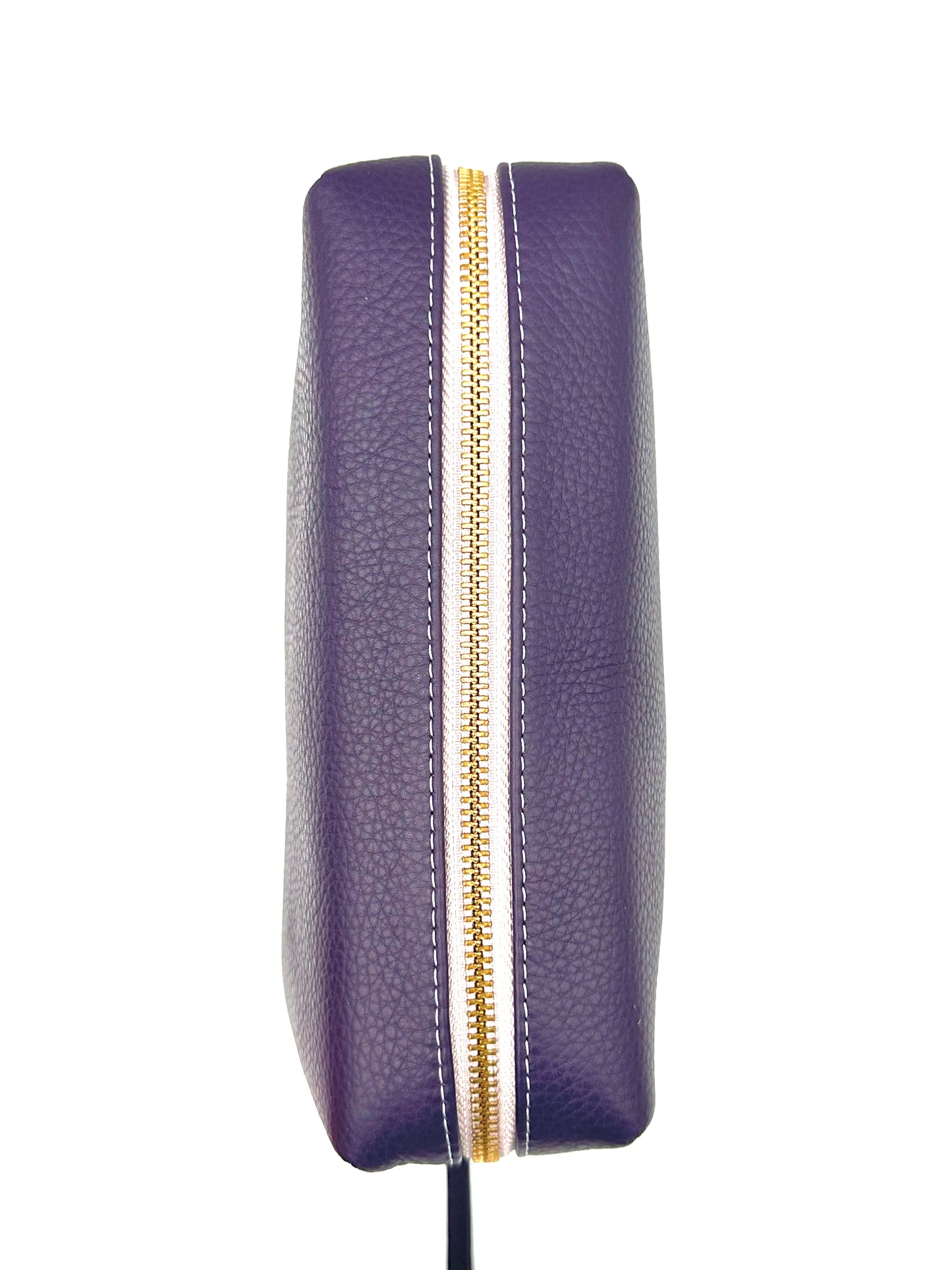 Large Accessories Bag in Eggplant with a Lilac Interior