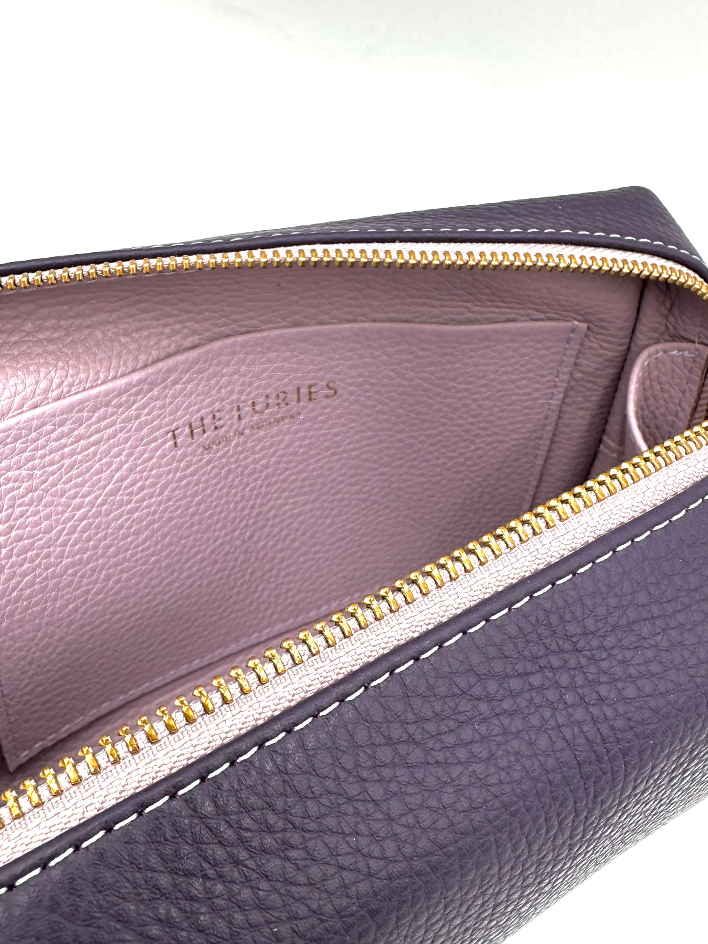 Large Accessories Bag in Eggplant with a Lilac Interior