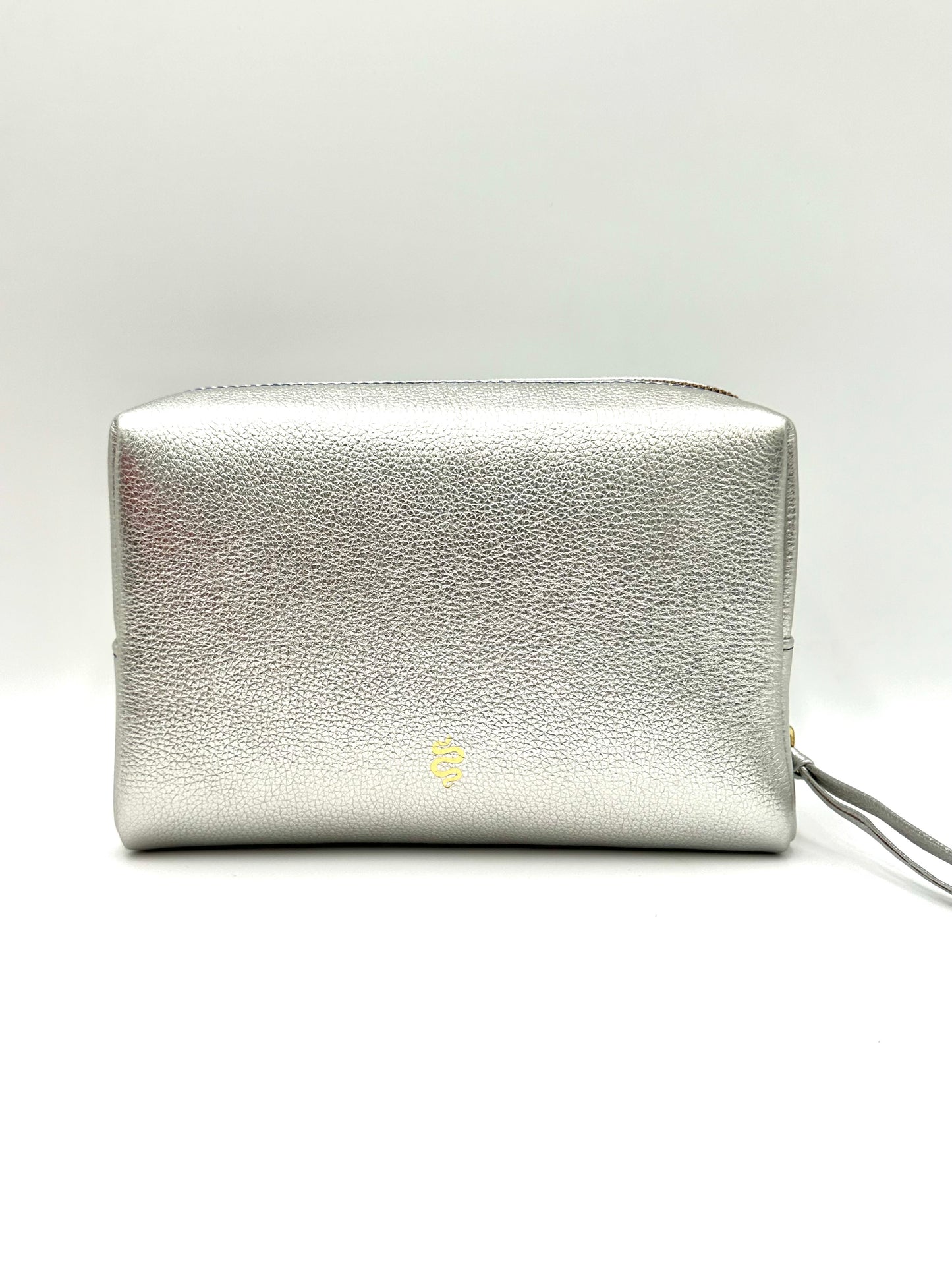 Large Accessories Bag in Silver with a Sapphire Interior