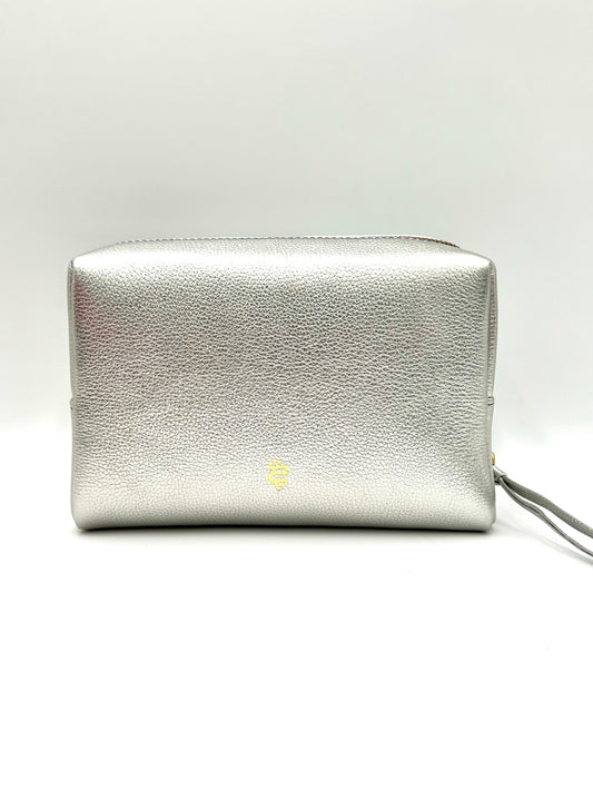 Large Accessories Bag in Silver with a Sapphire Interior
