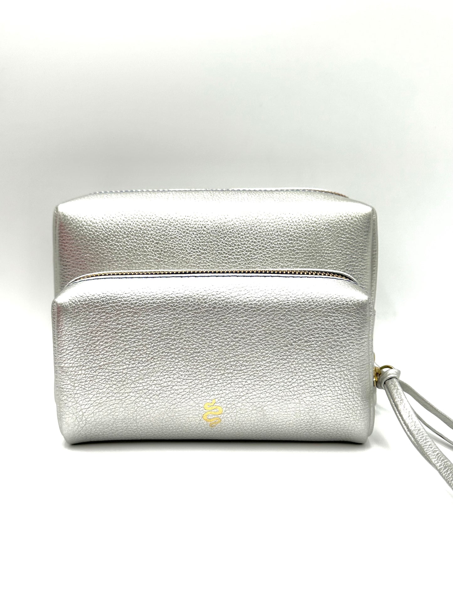 Large Accessories Bag in Silver with a Sapphire Interior