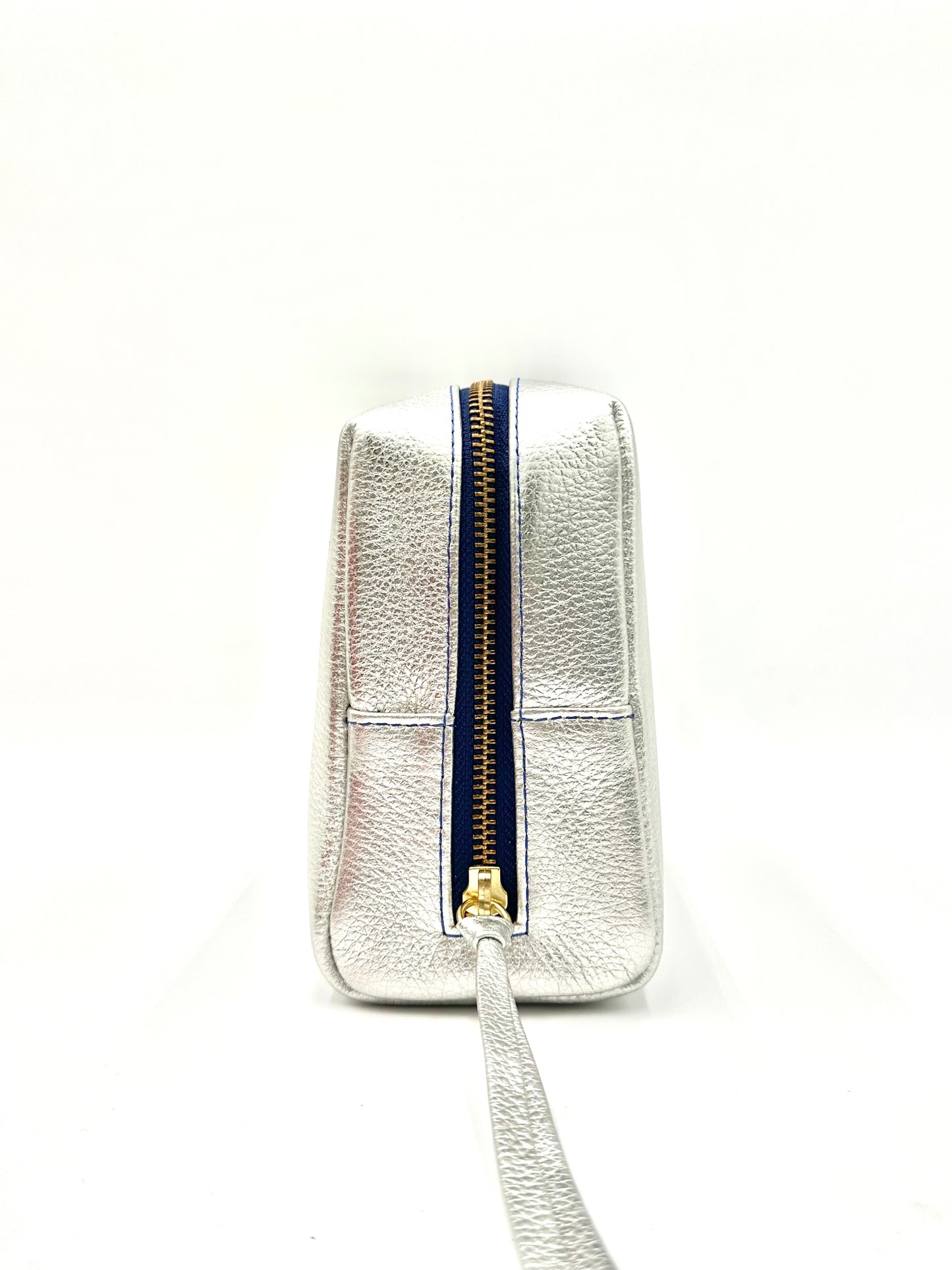 Large Accessories Bag in Silver with a Sapphire Interior