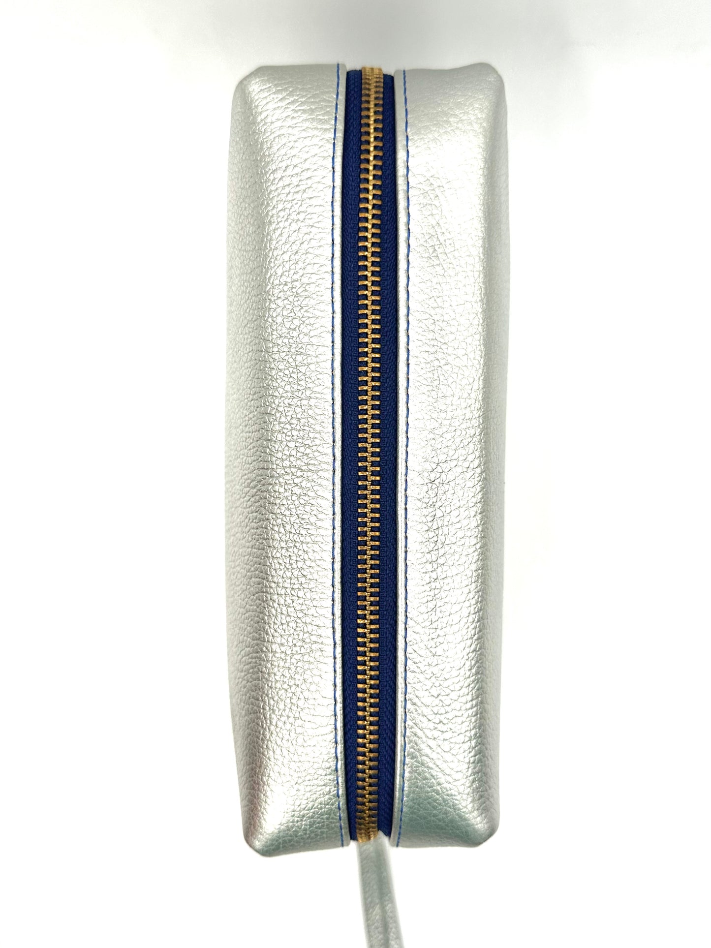 Large Accessories Bag in Silver with a Sapphire Interior