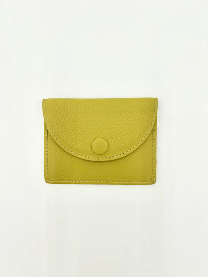 Card Case with Flap in Citrus Yellow with Sapphire Lining