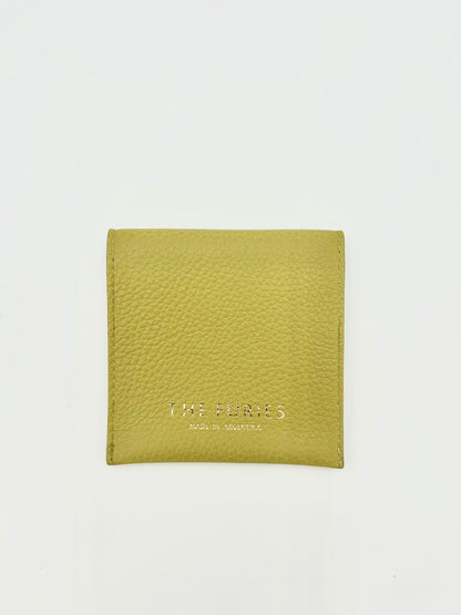 Small Leather Envelope in Citrus Yellow with a Sapphire Lining