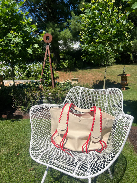 Talitha in Champagne with Lipstick Red Lacing