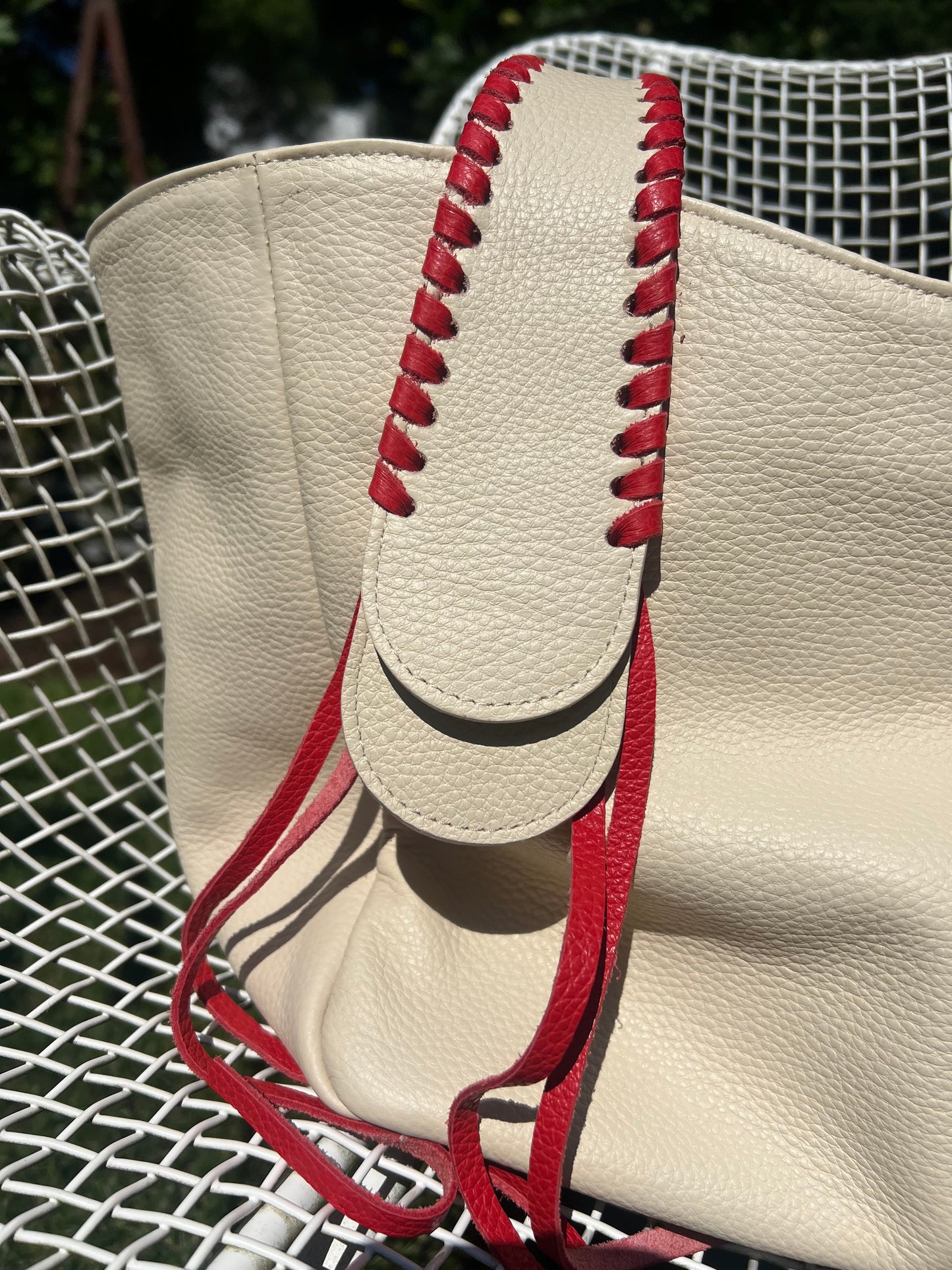 Talitha in Champagne with Bright Red Lacing