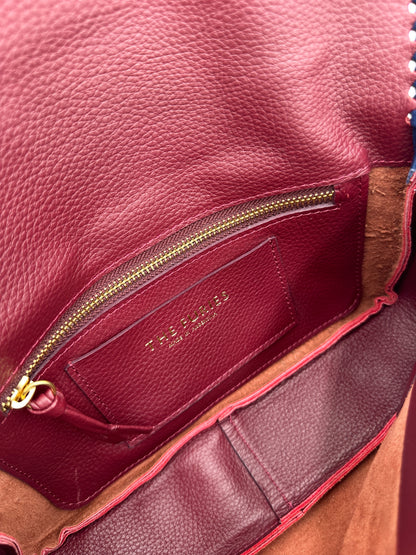 Emmanuelle Flap Bag - Claret with Navy Lacing