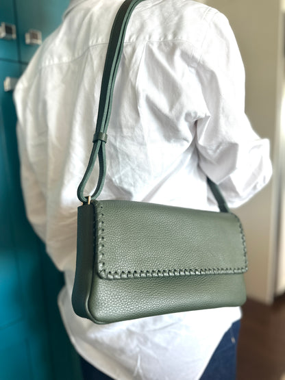 Emmanuelle Flap Bag - Holly Green with Holly Green Lacing