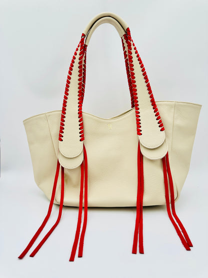Talitha in Champagne with Lipstick Red Lacing