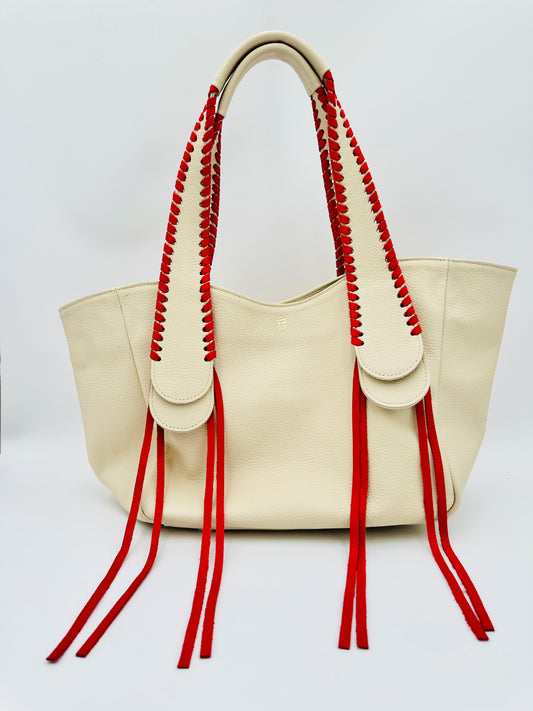 Talitha in Champagne with Bright Red Lacing