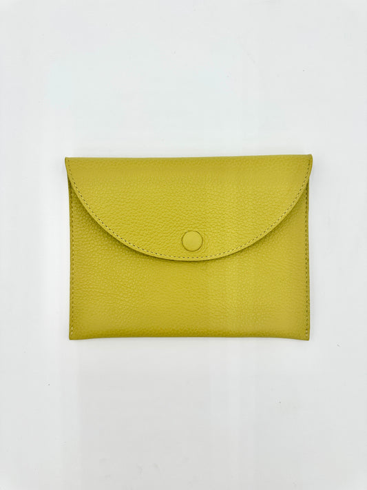 Large Leather Envelope in Verdeen with a Sapphire Interior