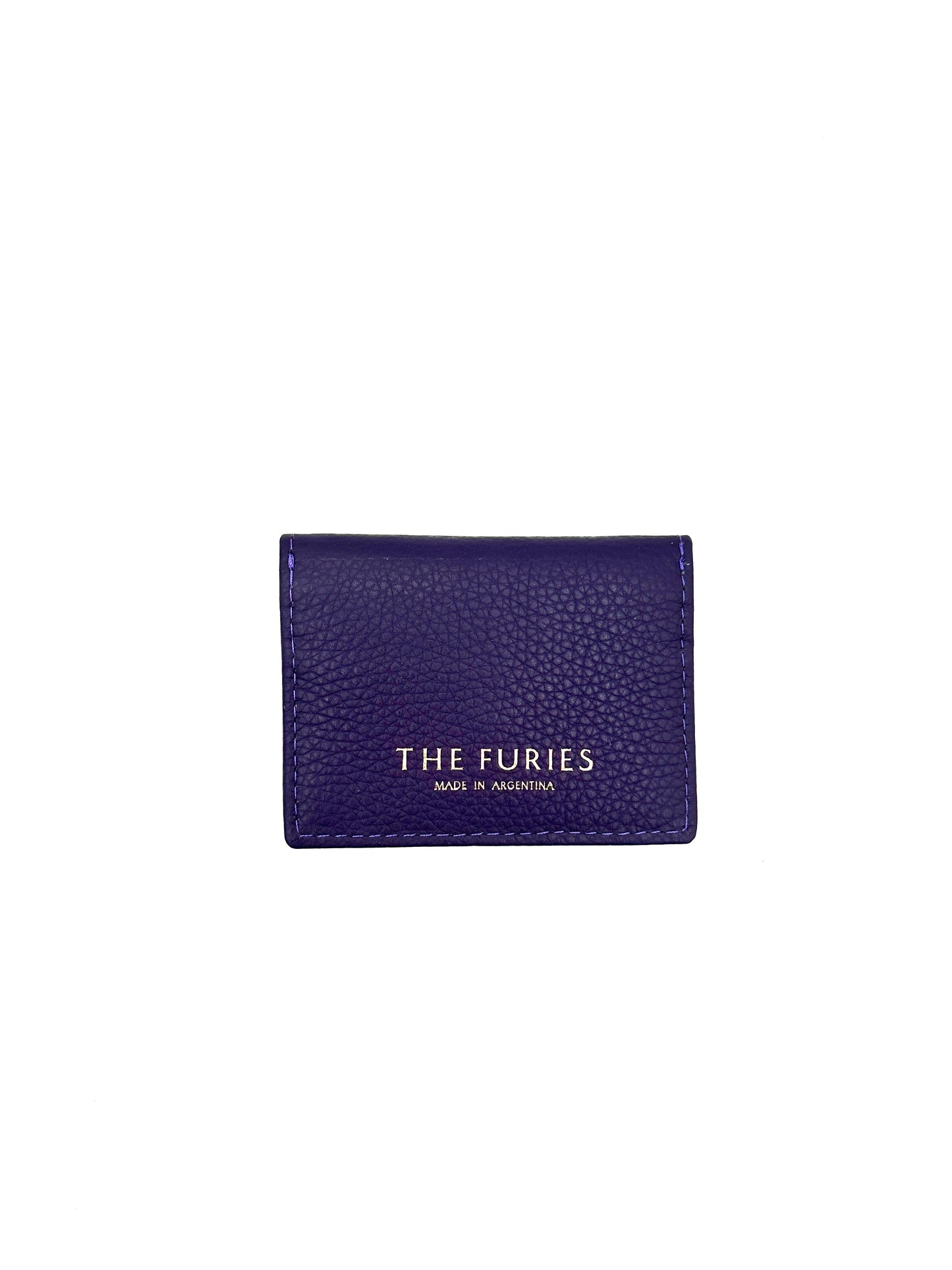 Card Case with Flap in Eggplant with Raspberry Lining