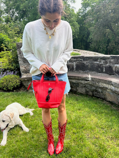 Small Carolyn Tote in Lipstick Red