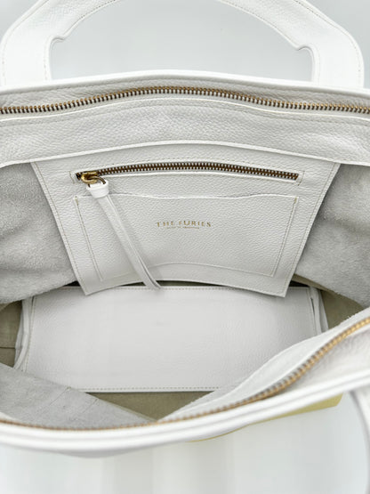 Large Carolyn Tote in Snow with Canary Yellow Base