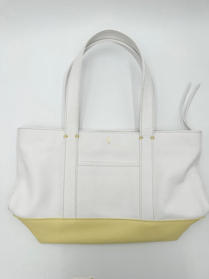 Large Carolyn Tote in Snow with Canary Yellow Base