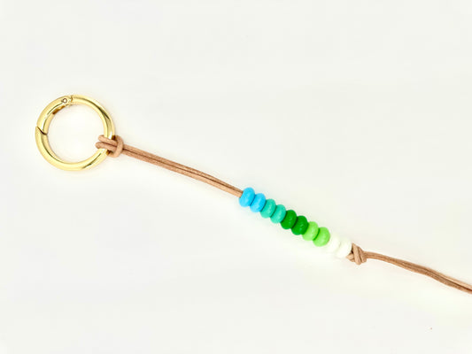 Bag Charm - Green Blue Degradé 10-bead charm