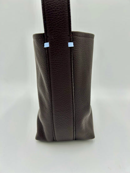 Grace Bucket Bag - Espresso with Light Blue Underhandle