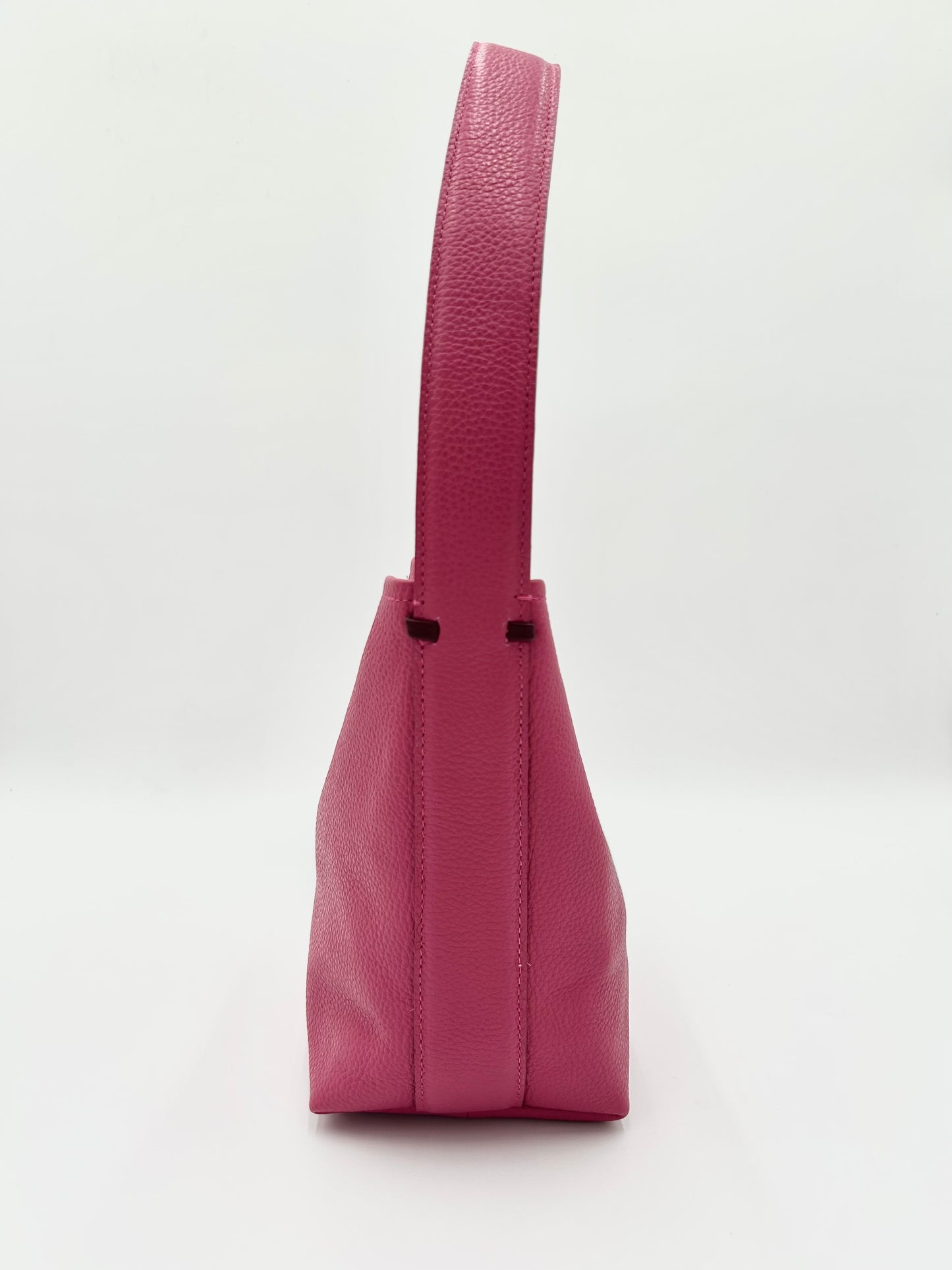 Grace Bucket Bag - Raspberry with Claret Underhandle