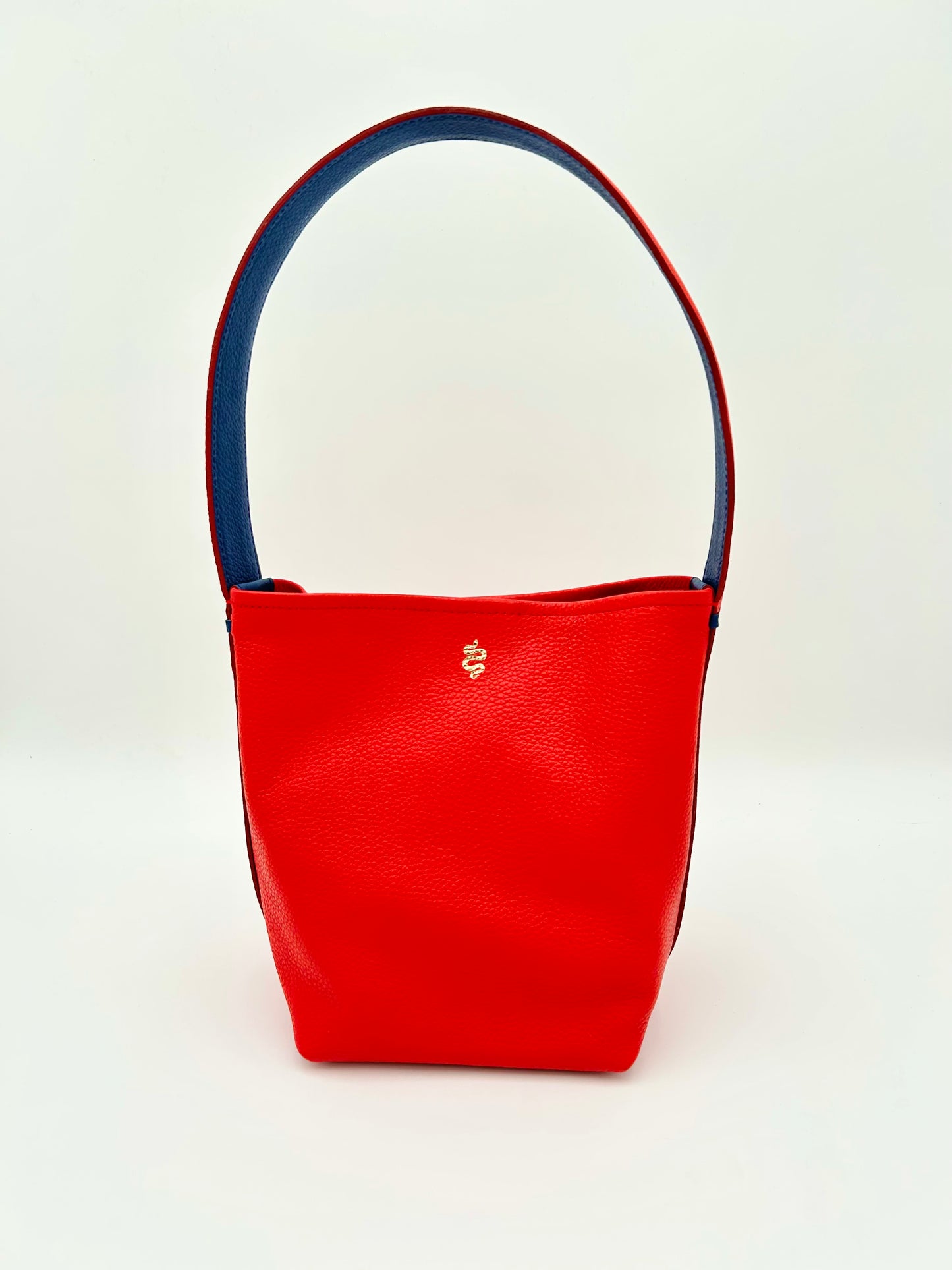 Grace Bucket Bag - Lipstick Red with Navy Underhandle