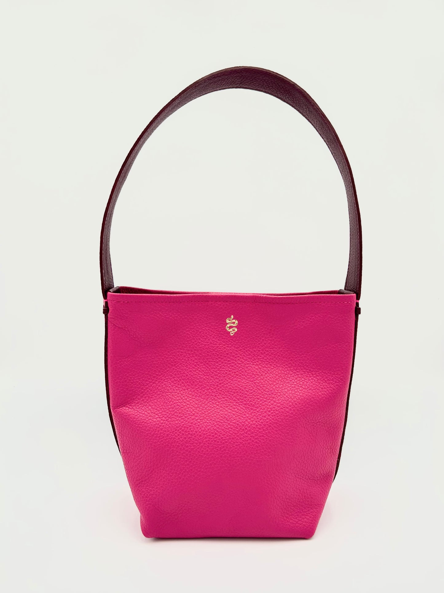 Grace Bucket Bag - Raspberry with Claret Underhandle