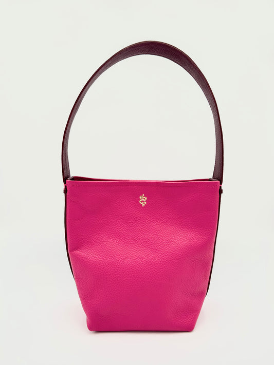 Grace Bucket Bag - Raspberry with Claret Underhandle