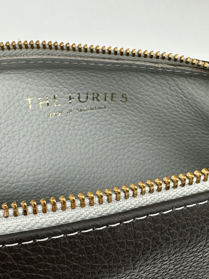 Small Makeup Bag in Anthracite with a Grey Clouds Interior