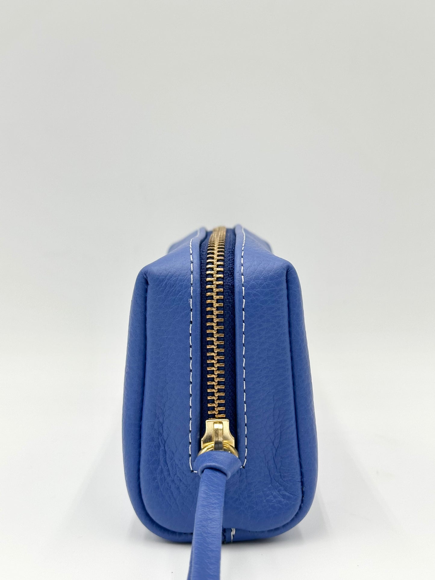 Small Makeup Bag in Sapphire with a Silver Interior