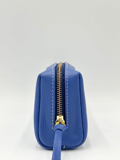 Small Makeup Bag in Sapphire with a Silver Interior