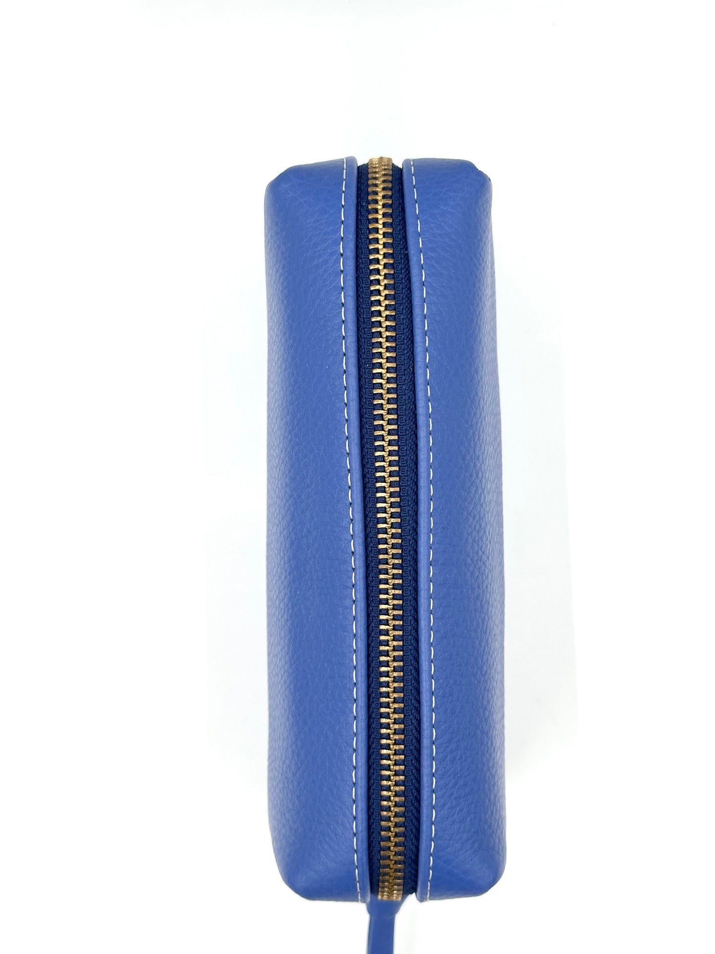 Small Makeup Bag in Sapphire with a Silver Interior