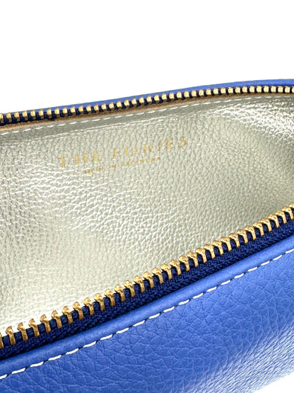 Small Makeup Bag in Sapphire with a Silver Interior