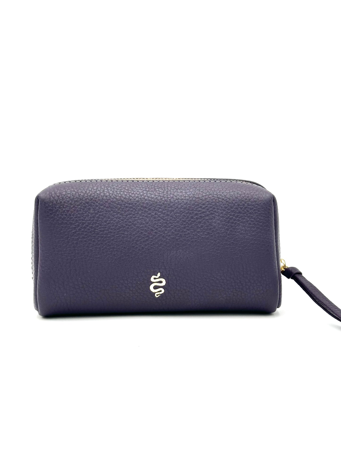 Small Makeup Bag in Eggplant with a Lilac Interior