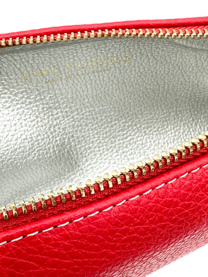Small Makeup Bag in Lipstick Red with a Silver Interior