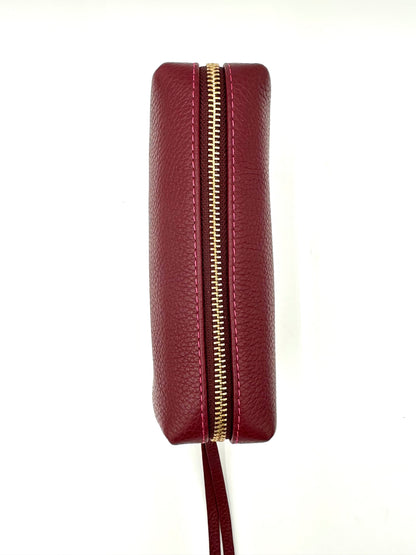 Small Makeup Bag in Claret with a Raspberry Interior