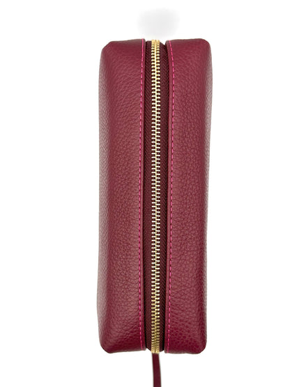 Large Accessories Bag in Claret with a Raspberry Interior
