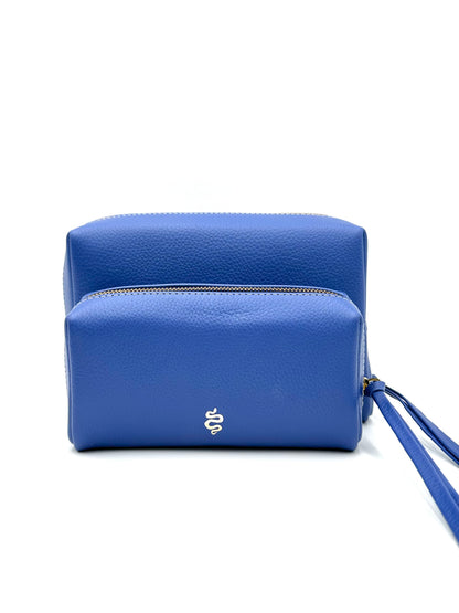 Large Accessories Bag in Sapphire with a Silver Interior