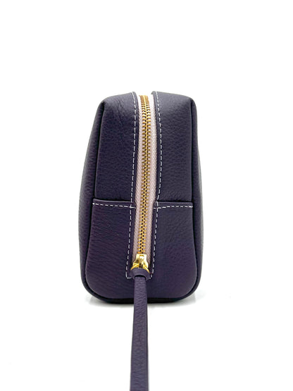 Large Accessories Bag in Eggplant with a Lilac Interior