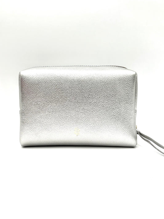 Large Accessories Bag in Silver with a Sapphire Interior