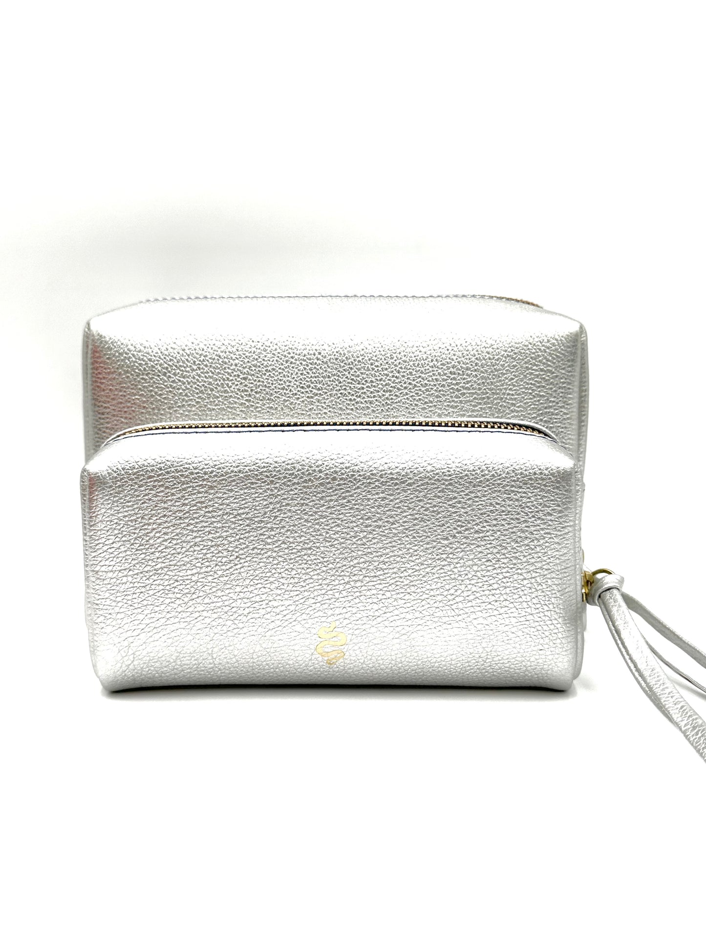 Large Accessories Bag in Silver with a Sapphire Interior