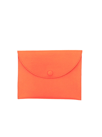 Large Leather Envelope in Bright Orange with an Eggplant Interior