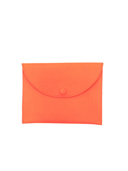 Large Leather Envelope in Bright Orange with an Eggplant Interior