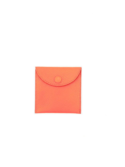 Small Leather Envelope in Bright Orange with an Eggplant Interior